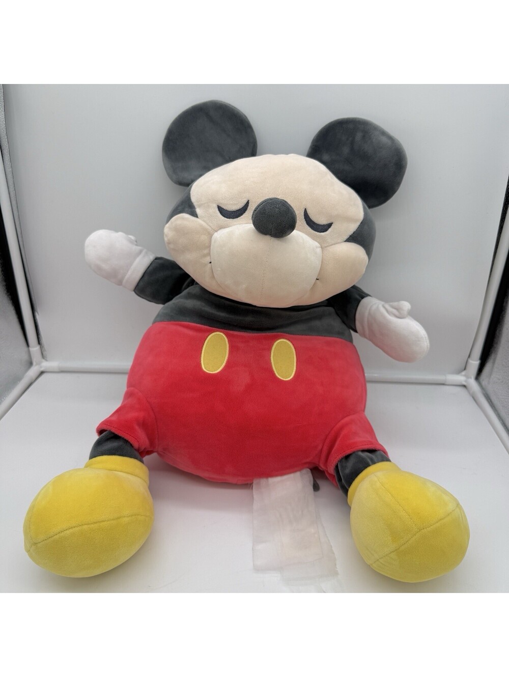 Disney Mickey Mouse Sleeping Plush Pillow Large Red Shorts Stuffed Character 23'